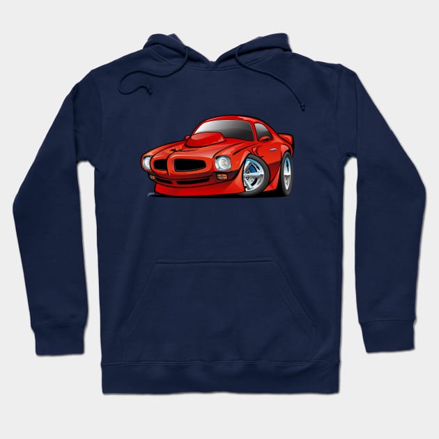 Classic Seventies American Muscle Car Cartoon Hoodie by hobrath